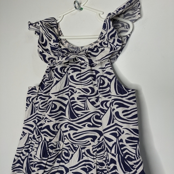 ✨3/$15 Vineyard Vines for Target white blue ocean sailboat ruffle dress 7/8 - Picture 2 of 7